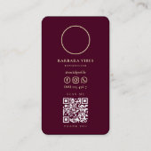 Carte De Visite Red Maroon Elegant Gold Lotus Wellness Spa (Dos)