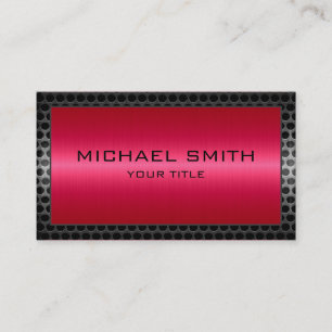 Carte De Visite Red Metallic Professional Elegant Metal Border