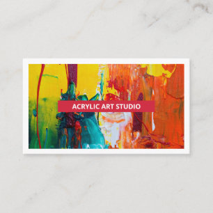 Carte De Visite Red Modern Name Artiste Art Studio