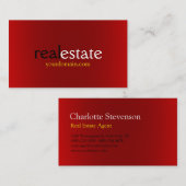 Carte De Visite Red Modern Real Estate Agent Trendy Professional (Devant / Derrière)