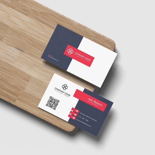 Carte De Visite Red Modern Simple Professional Code QR Scannable
