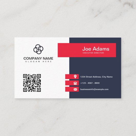Carte De Visite Red Modern Simple Professional Code QR Scannable (Dos)