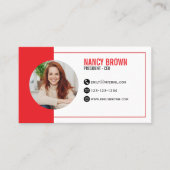 Carte De Visite Red Photo QR Code Connect With Me Modern (Devant)