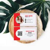 Carte De Visite Red Photo QR Code Connect With Me Modern