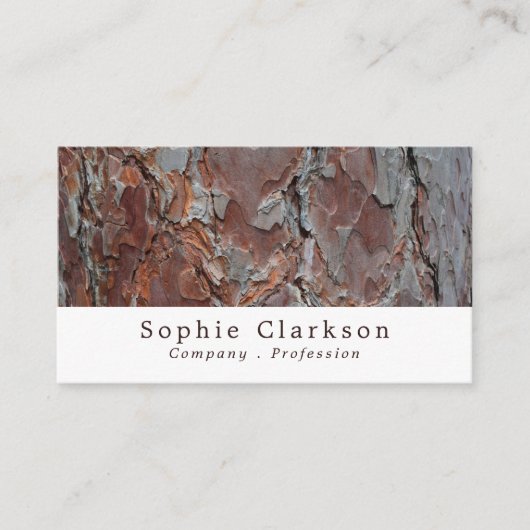Carte De Visite Red Pine Tree Bark Wood Effect, Rustic (Devant)