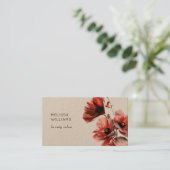 Carte De Visite Red Poppies Flowers Kraft Paper (Debout devant)