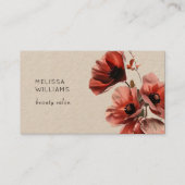 Carte De Visite Red Poppies Flowers Kraft Paper (Devant)