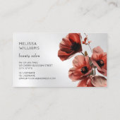Carte De Visite Red Poppies Flowers Silver (Dos)