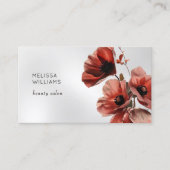 Carte De Visite Red Poppies Flowers Silver (Devant)