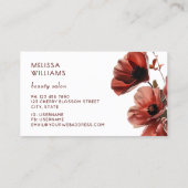 Carte De Visite Red Poppies Flowers White (Dos)