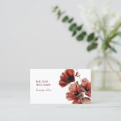 Carte De Visite Red Poppies Flowers White (Debout devant)