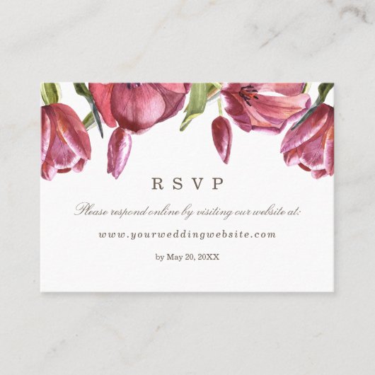 Carte De Visite Red Poppies Mariage RSVP site en ligne (Devant)