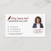 Carte De Visite RED QUILL PEN Services professionnels de photograp (Devant)