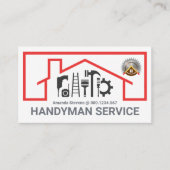 Carte De Visite Red Roof Building Repair Tools Frame (Devant)