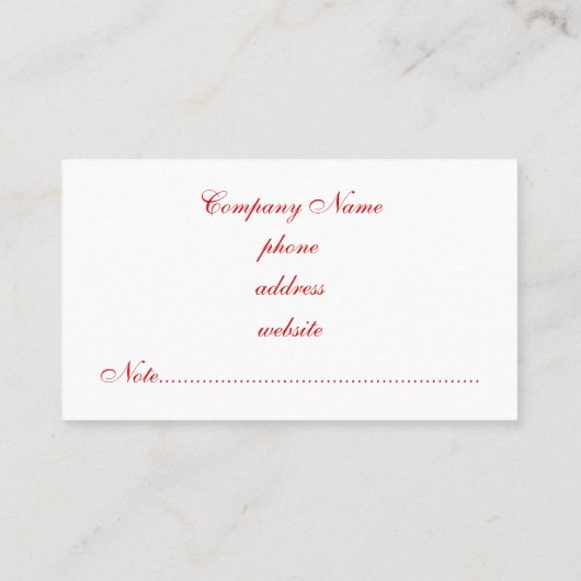 Carte de visite Red Roses (Dos)