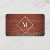 Carte De Visite Red Rustic Rust Metallic Texture Monogram Initial (Devant)