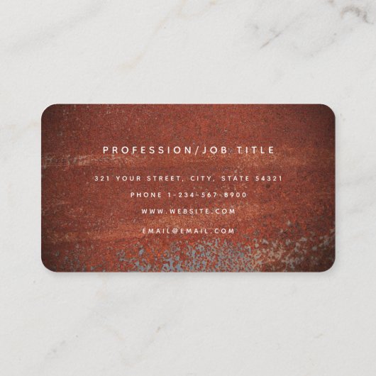 Carte De Visite Red Rustic Rust Metallic Texture Monogram Initial (Dos)