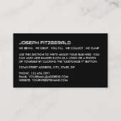 Carte De Visite Red Skip, Skip/Dumpster Company (Dos)