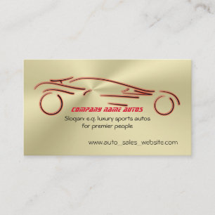 Carte De Visite Red Sports Auto sur le flambeau doré, vente d'auto
