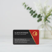 Carte De Visite Red Trapezium Grey Layers Business Owner (Debout devant)