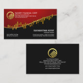 Carte De Visite Red Vignette Gold Stock Exchange Graphe financier (Devant / Derrière)