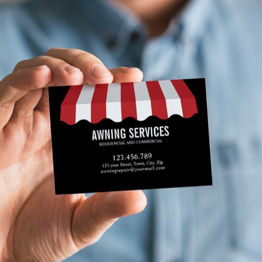 Carte De Visite Red White Awning Services Cleaning Professionnel