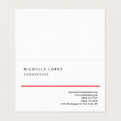 Carte De Visite Red White Elegant Plain Professional Linen (Extérieur déplié)