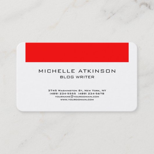 Carte De Visite Red White Social Media Blog Writer Internet Web (Devant)