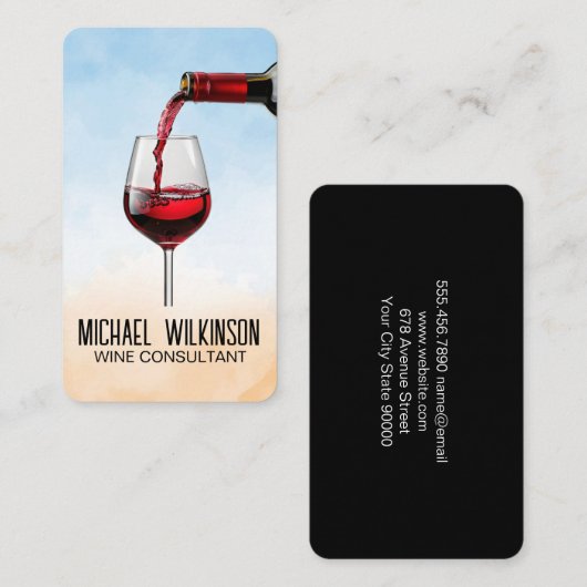 Carte De Visite Red Wine Bottle | Restaurant  (Devant / Derrière)