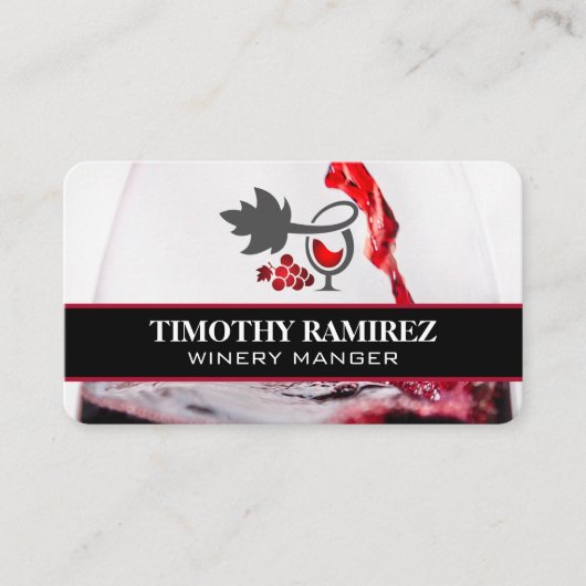 Carte De Visite Red Wine Glass | Restaurant | Vineyard (Devant)