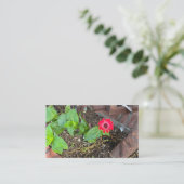 Carte De Visite Red Zinnia with Rusty Objects Business Card (Debout devant)