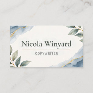 Carte De Visite Rédacteur publicitaire Elegant Blue Greenery
