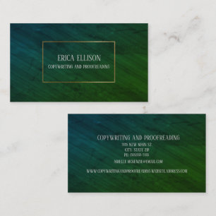 Carte De Visite Rédaction élégante professionnelle bleu vert or