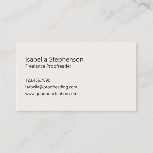 Carte De Visite Rédactrice indépendante de correctrice moderne (Dos)