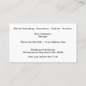 Carte De Visite Redressement et construction de la cuisine (Dos)