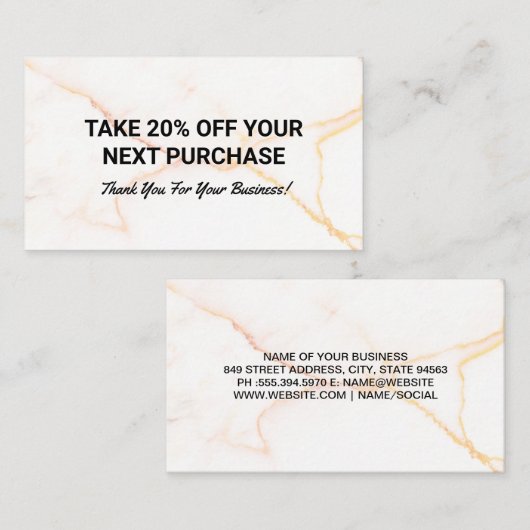Carte De Visite Réduction | Marbre (Devant / Derrière)