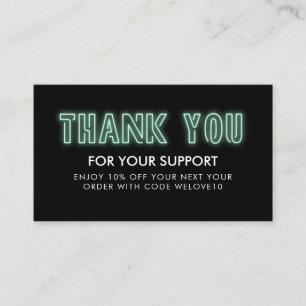 Carte De Visite Réduction sur Instagram Neon Merci Seafoam