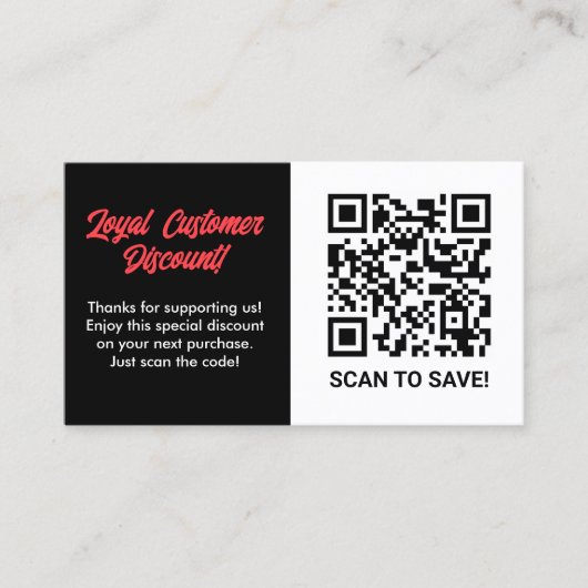 Carte De Visite Réduction sur la fidélité du client Code QR (Devant)