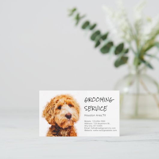 Carte De Visite Réduction sur la vente d'un chien de caniche cuite (Debout devant)