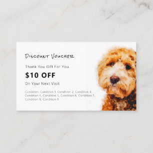 Carte De Visite Réduction sur la vente d'un chien de caniche cuite
