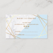 Carte De Visite Référence bleu-clair de motif d'or géométrique de (Dos)