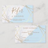 Carte De Visite Référence bleu-clair de motif d'or géométrique de (Devant / Derrière)