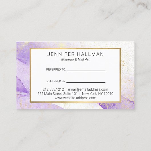 Carte De Visite Référence de l'aquarelle de lavande Abstraite (Dos)