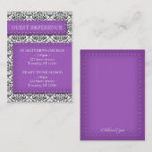 Carte De Visite Référence de l'invité Mariage damassé avec pointes (Devant / Derrière)