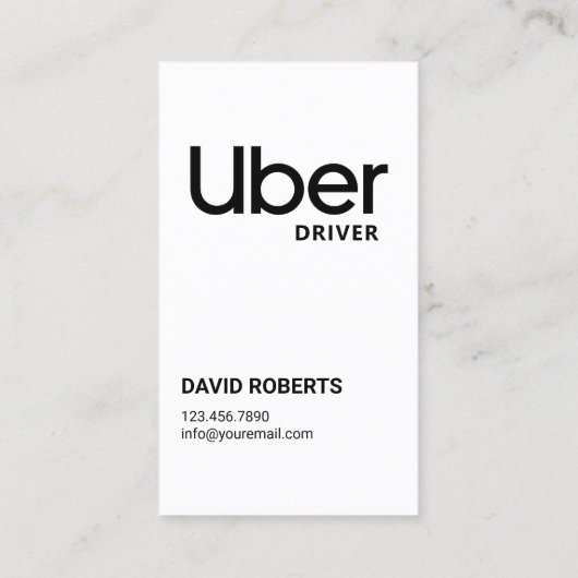 Carte De Visite Référence professionnelle du pilote Uber (Dos)