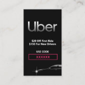 Carte De Visite Référence professionnelle du pilote Uber (Devant)