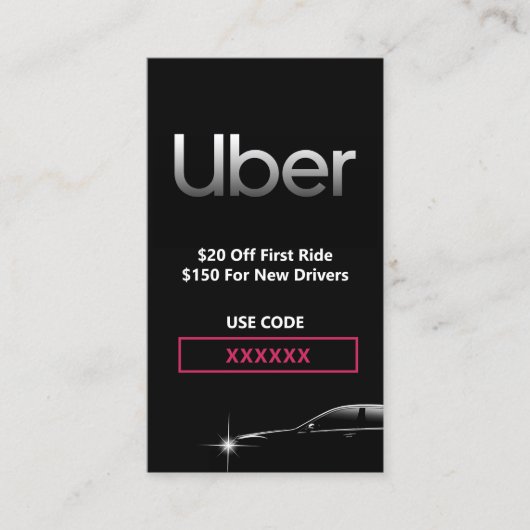 Carte De Visite Référence professionnelle du pilote Uber (Devant)