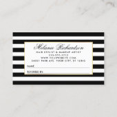 Carte De Visite Référence rayée noire et blanche florale rose (Dos)