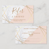 Carte De Visite Référence rose-clair d'or de marbre géométrique (Devant / Derrière)