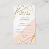 Carte De Visite Référence verticale rose-clair d'or de marbre (Dos)